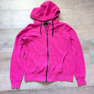 Vintage Nike Jacket Womens Size Large Pink Zip Up Hooded Pockets Athletic Y2K